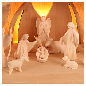 Presepe completo  Aram legno Valgardena capanna LED 30x30x60cm presepe 13 cm