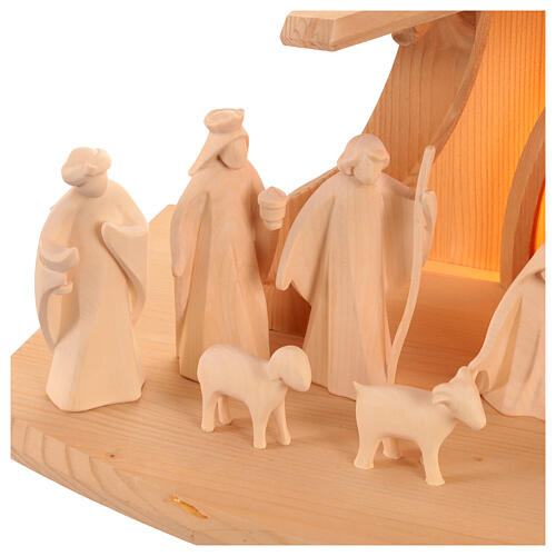 Presepe completo  Aram legno Valgardena capanna LED 30x30x60cm presepe 13 cm 5