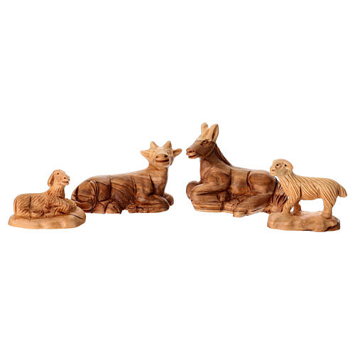 Olive wood Nativity stable from the Holy Land with bark, set of 12, 18x40x20 cm 6
