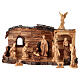 Cabane en bois d'olivier de Terre Sainte écorce Nativité 12 pièces 18x40x20 cm s1