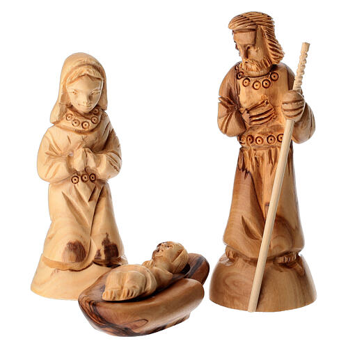 Olive wood Nativity stable from the Holy Land, 18x25x10 cm, with 12 cm figurines 2