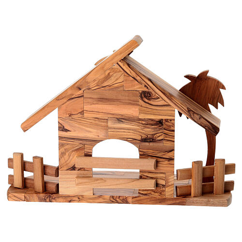 Olive wood Nativity stable from the Holy Land, 18x25x10 cm, with 12 cm figurines 8