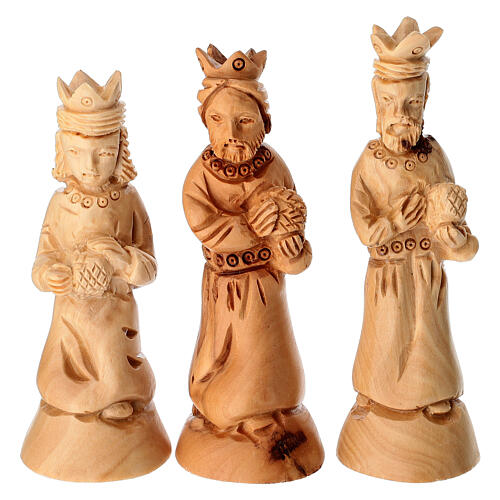 Capanna Natività legno d'ulivo Terrasanta 18x25x10 cm presepe 12 cm 3