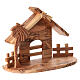 Capanna Natività legno d'ulivo Terrasanta 18x25x10 cm presepe 12 cm s6