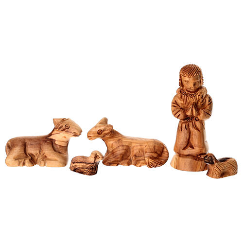 Complete Nativity set with stable 12 cm in olive wood from Bethlehem 18x25x10 cm 5