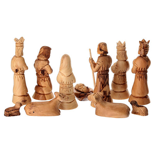 Complete Nativity set with stable 12 cm in olive wood from Bethlehem 18x25x10 cm 7