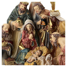 Estatua resina colorida Natividad con Reyes Magos 20 cm