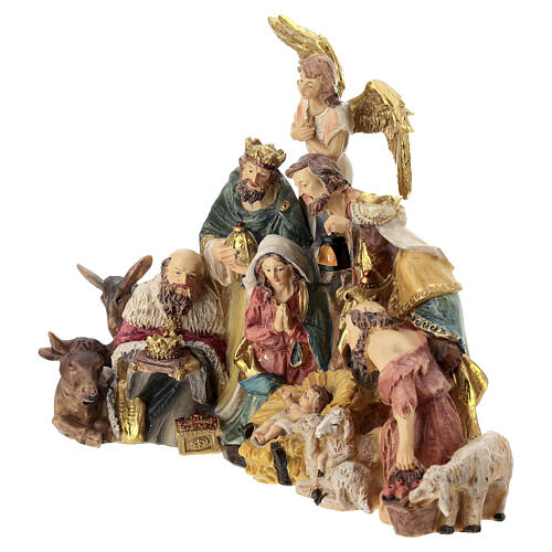 Colored resin statue Nativity with Three Kings 20 cm 3