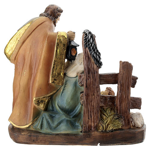 Nativité en résine colorée avec agneau assis 20x20x8 cm 5