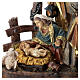 Natività resina colorata con pecorella seduta 20x20x8 cm s2