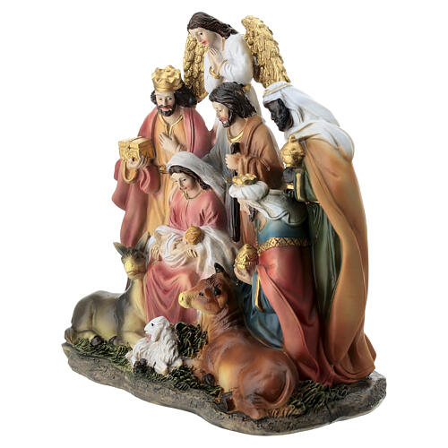 Complete Nativity Scene Statue in Resin 15x15x7 cm 3