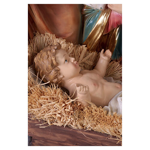 Estatua de la Natividad con cuna de 150 cm de resina 5