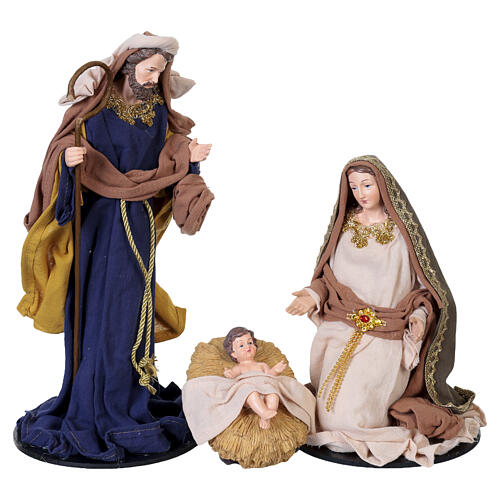 Conjunto presépio natalino completo 7 peças resina e tecido decoradas à mão 35x15x20 cm 2