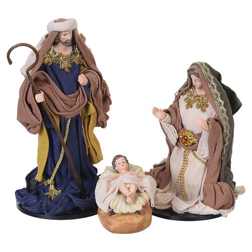 Set belén completo navideño resina y tela 7 figuras decoradas a mano 20x15x10 cm 2