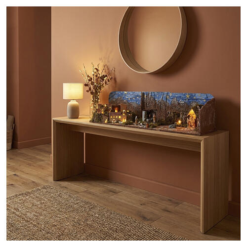 Preselibro con borgo luci e fontana 20x90x25 cm per presepe da 6 cm 2