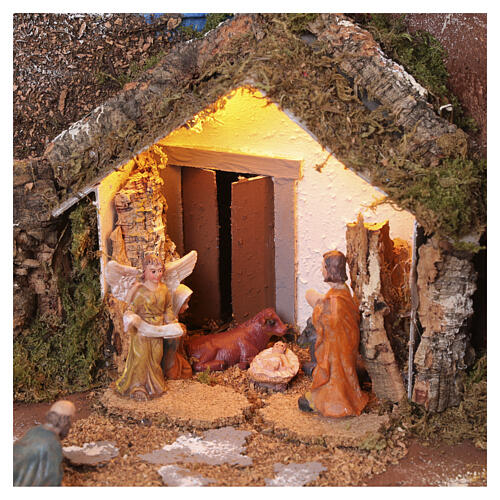Preselibro con borgo luci e fontana 20x90x25 cm per presepe da 6 cm 8