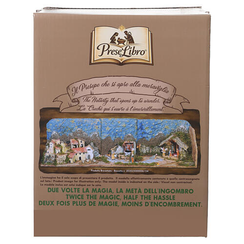 Preselibro con borgo luci e fontana 20x90x25 cm per presepe da 6 cm 15