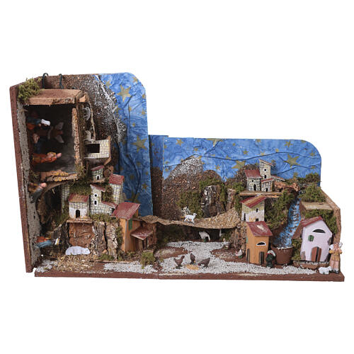 Preselibro presepe completo con apertura a libro 20x90x25 cm per presepe da 6 cm 9