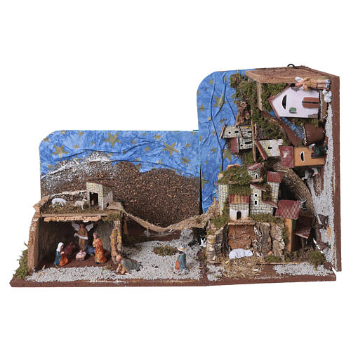 Presépio em livro completo com abertura 20x90x25 cm para presépios de 6 cm 8