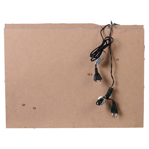 Presepe a libro con borgo fontana e 20 luci LED 40x140x40 cm per presepe da 10 cm 14