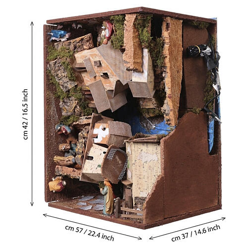 Borgo presepe Preselibro richiudibile con 14 figure 40x40x140 cm per presepe da 10 cm 5