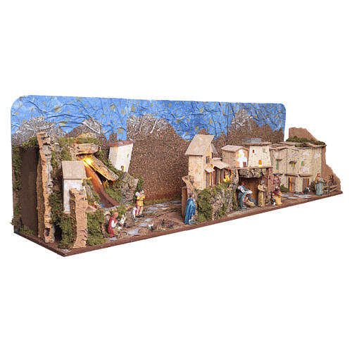 Borgo presepe Preselibro richiudibile con 14 figure 40x40x140 cm per presepe da 10 cm 8