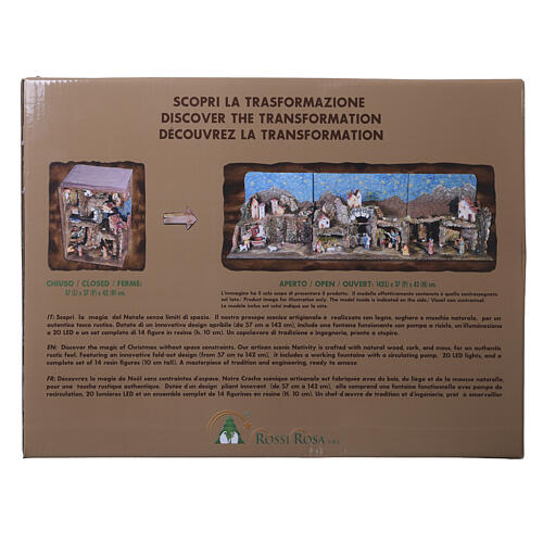 Borgo presepe Preselibro richiudibile con 14 figure 40x40x140 cm per presepe da 10 cm 13