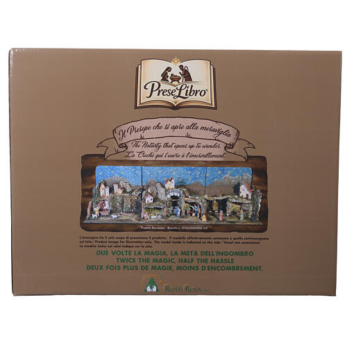 Borgo presepe Preselibro richiudibile con 14 figure 40x40x140 cm per presepe da 10 cm 14