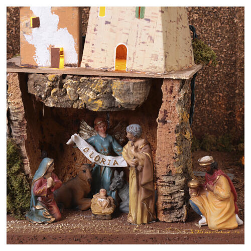 Burgo para presépio sistema livro recolhível com 14 figuras 40x40x140 cm para presépio de 10 cm 10