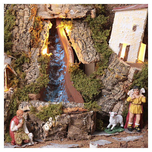 Burgo para presépio sistema livro recolhível com 14 figuras 40x40x140 cm para presépio de 10 cm 12