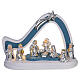 Complete Bagutta Nativity stable, teal and white, LED light, 8x10x5 in s1