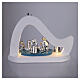 Complete Bagutta Nativity stable, teal and white, LED light, 8x10x5 in s8