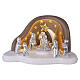Complete Nativity Scene with stable by Bagutta, white and dove-grey resin, LED light, 6x10x6 in s1