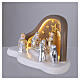 Complete Nativity Scene with stable by Bagutta, white and dove-grey resin, LED light, 6x10x6 in s4