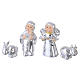 Complete Nativity Scene with stable by Bagutta, white and dove-grey resin, LED light, 6x10x6 in s7