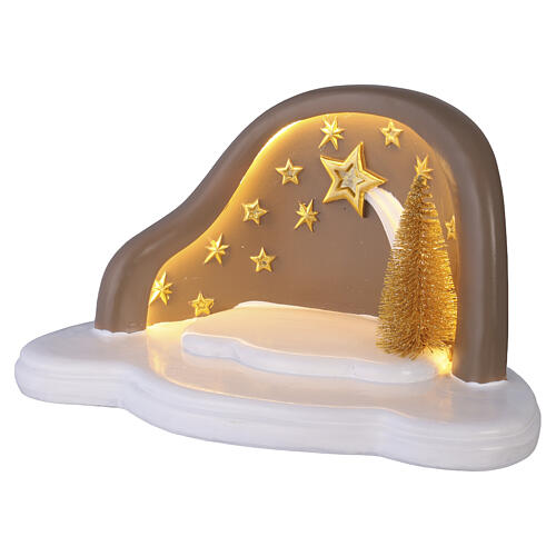 Presépio completo com cabana Bagutta em resina branca e cinza-acastanhado luz LED 15x25x15 cm 9