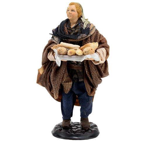 Homem com bandeja de pão para presépio napolitano com figuras de altura média 18 cm 1