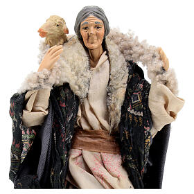 Old woman with sheep on her shoulders for Neapolitan Nativity Scene with 18 cm characters