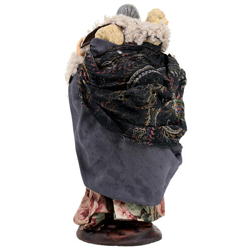 Old woman with sheep on her shoulders for Neapolitan Nativity Scene with 18 cm characters 5