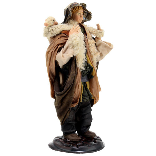 Młodzieniec Dobry Pasterz z owcą na ramionach, szopka neapolitańska 18 cm 4