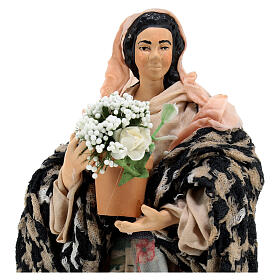 Junge Frau mit Vase mit Blumen für neapolitanische Krippen, 18 cm