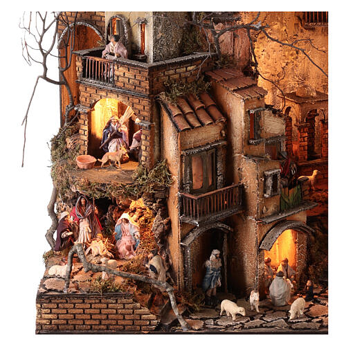 Multi-storey village with brook 85x70x55 cm for Neapolitan Nativity Scene with 8 cm characters 2