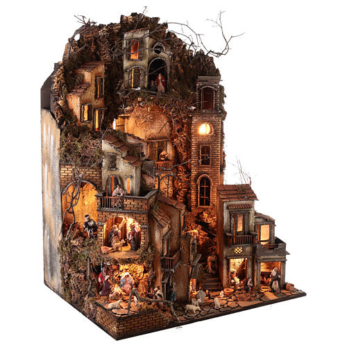 Multi-storey village with brook 85x70x55 cm for Neapolitan Nativity Scene with 8 cm characters 3
