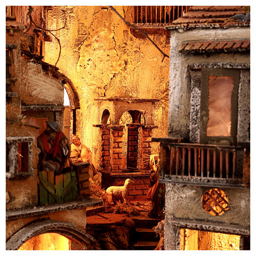 Multi-storey village with brook 85x70x55 cm for Neapolitan Nativity Scene with 8 cm characters 4