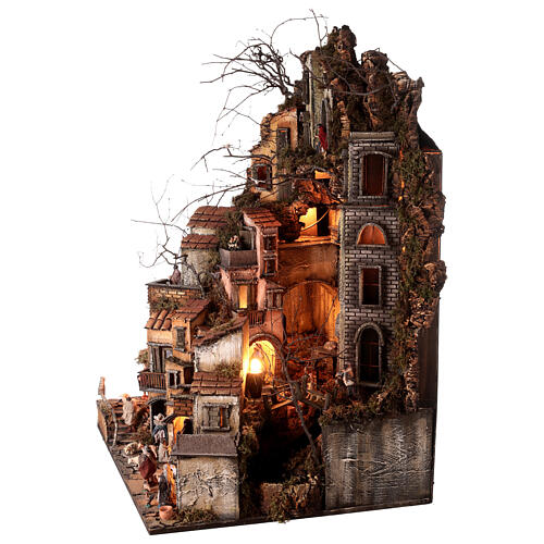 Multi-storey village with brook 85x70x55 cm for Neapolitan Nativity Scene with 8 cm characters 7