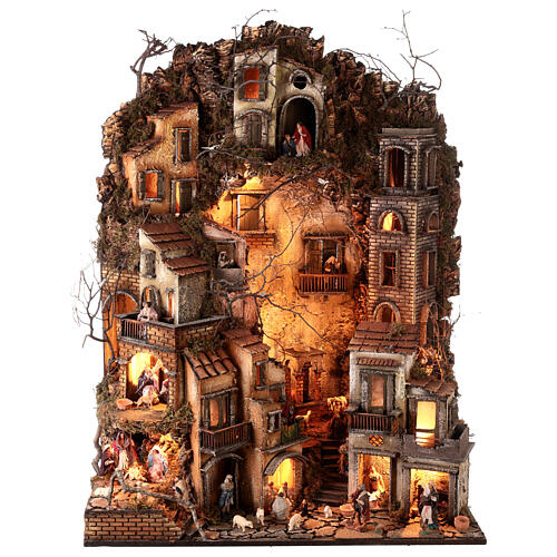 Multi-story village stream 85x70x55 Neapolitan nativity scene 8 cm 1