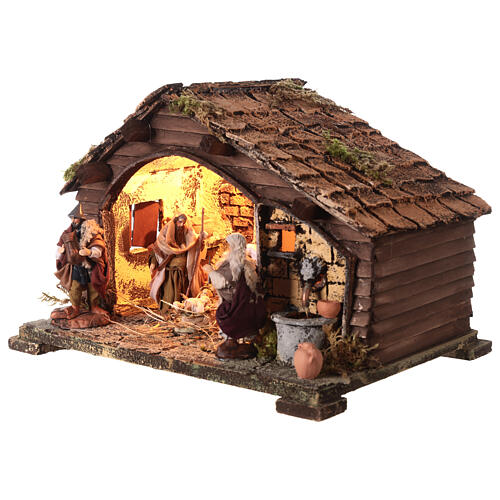 Stable with fountain and shepherds 25x35x25 cm for Neapolitan Nativity Scene with 10 cm characters 2