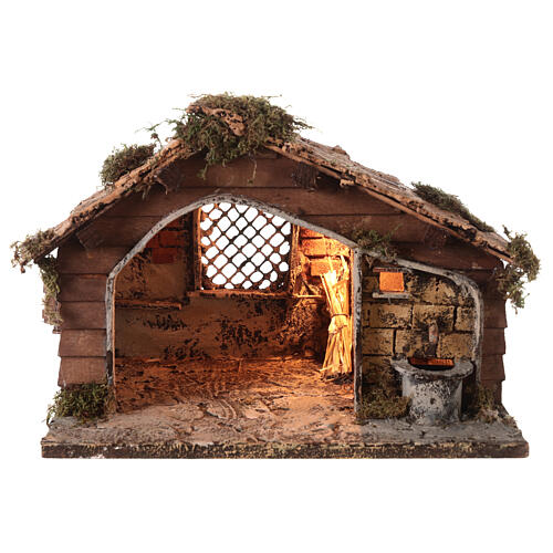 Stable with fountain and shepherds 25x35x25 cm for Neapolitan Nativity Scene with 10 cm characters 4