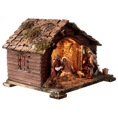 Capanna fontana e pastori 25x35x25 presepe napoletano 10 cm 3