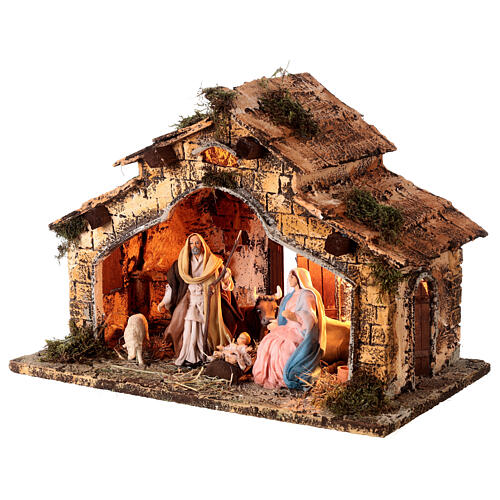 Nativity stable with oven and light 35x45x25 cm for 14 cm Neapolitan Nativity Scene 2
